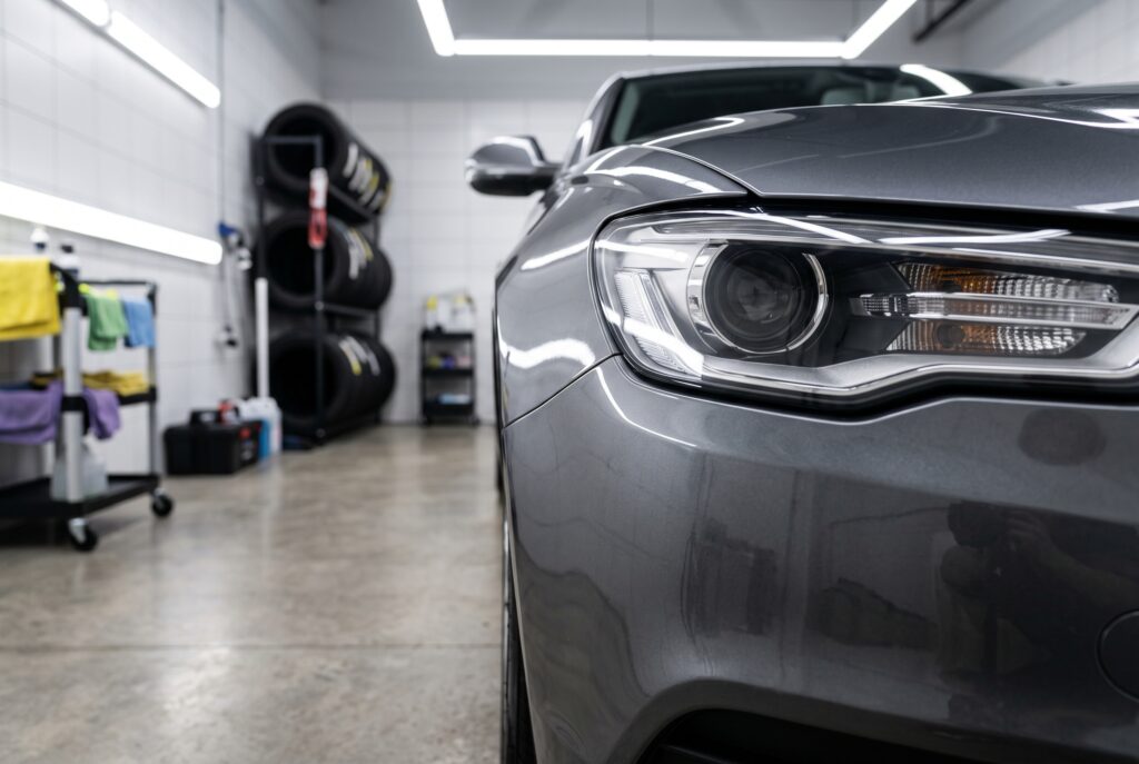 Paint protection film front bumper with clear uncovered headlight