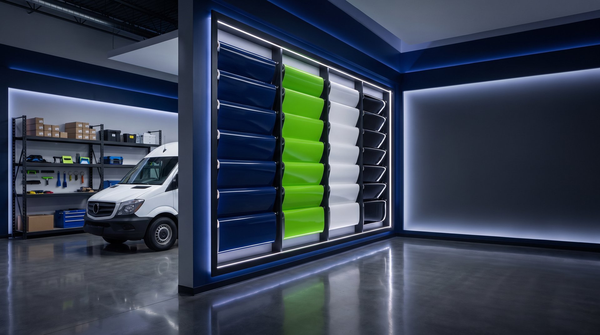 Brand partner materials from 3M Avery Dennison LLumar and Katzkin at United Automotive Enhancements