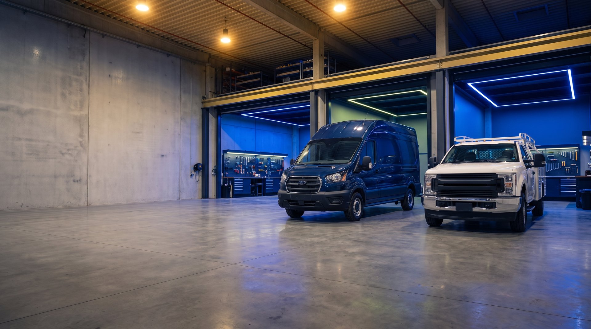 Fleet upfitting services showroom at United Automotive Enhancements in West Chester Ohio
