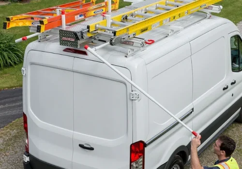 Drop-Down Ladder Racks for fleet vehicles at United Automotive Enhancements
