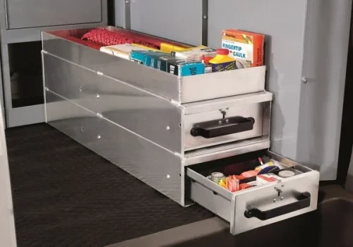 Modular Storage Units for fleet vehicles at United Automotive Enhancements